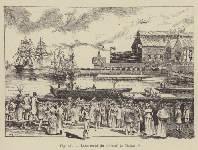 Lancement du cuirassé le Nicolas Ier - French School