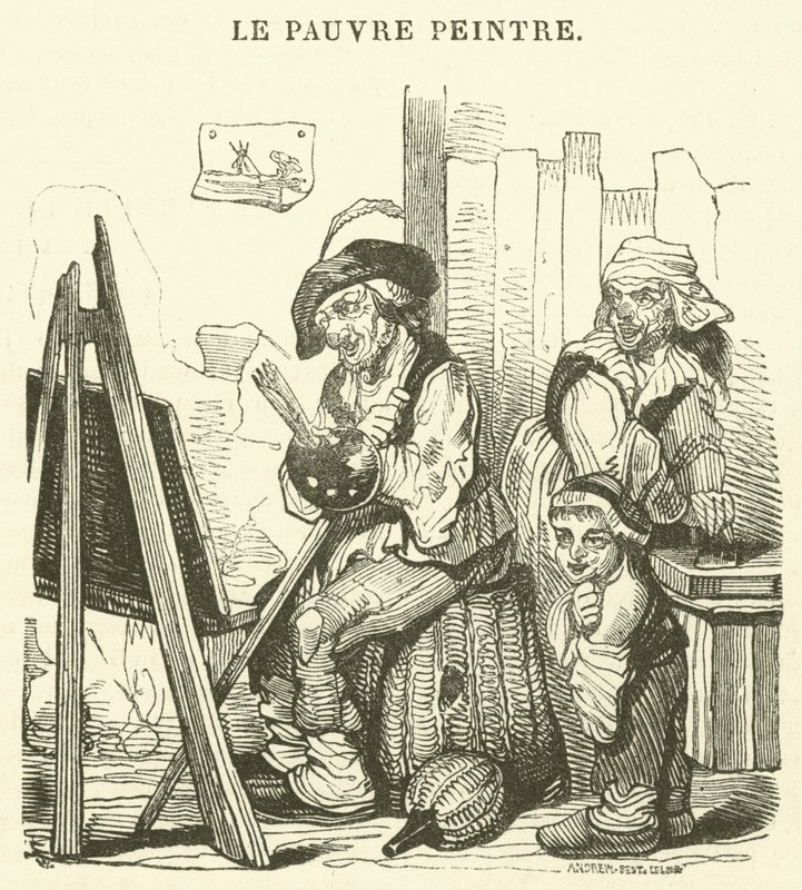 Le pauvre peintre - French School