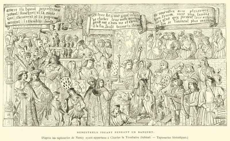 Ménestrels jouant pendant un banquet - French School