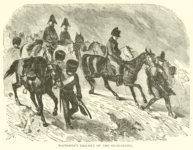 Descente de Napoléon du Guadarama (gravure) - French School
