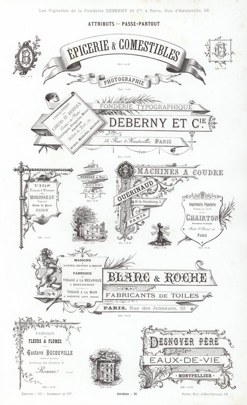 Page de Vignettes Typographiques (gravure) - French School