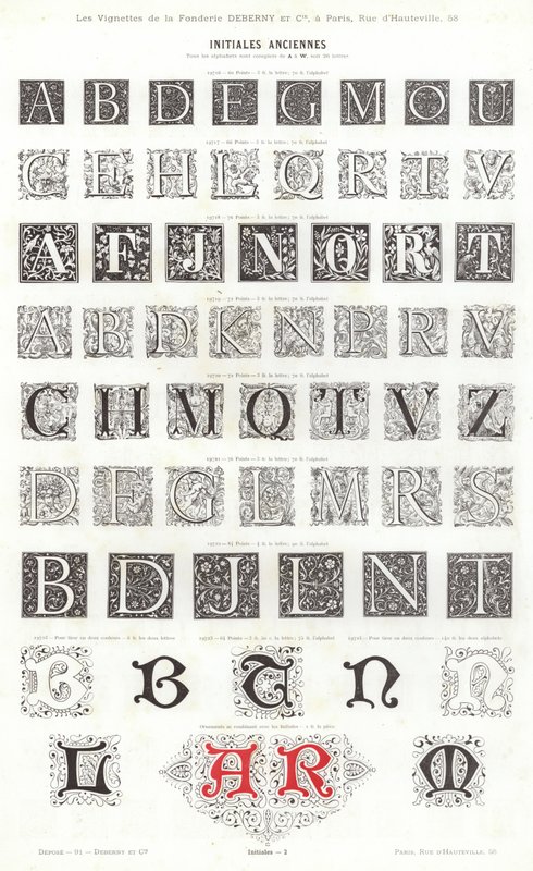 Page de Vignettes Typographiques - French School