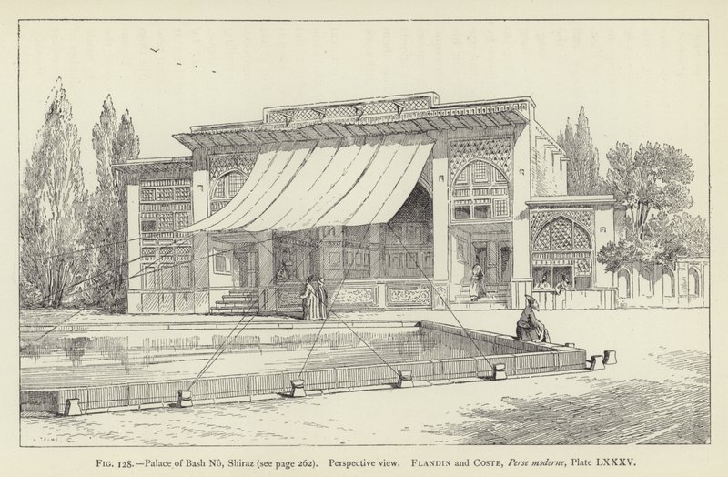 Palais de Bash No, Chiraz, vue en perspective - French School