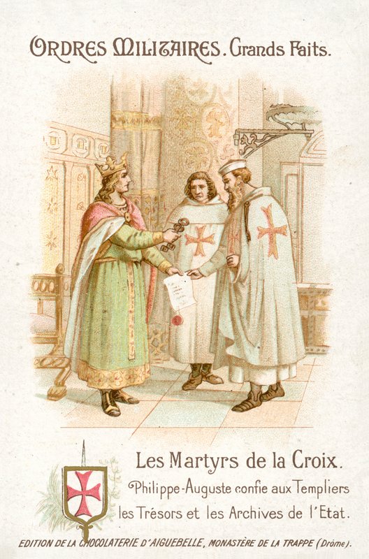 Philippe Auguste récompensant les Templiers - French School
