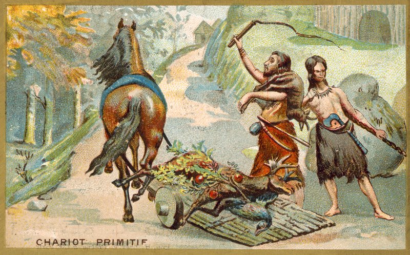 Chariot primitif - French School