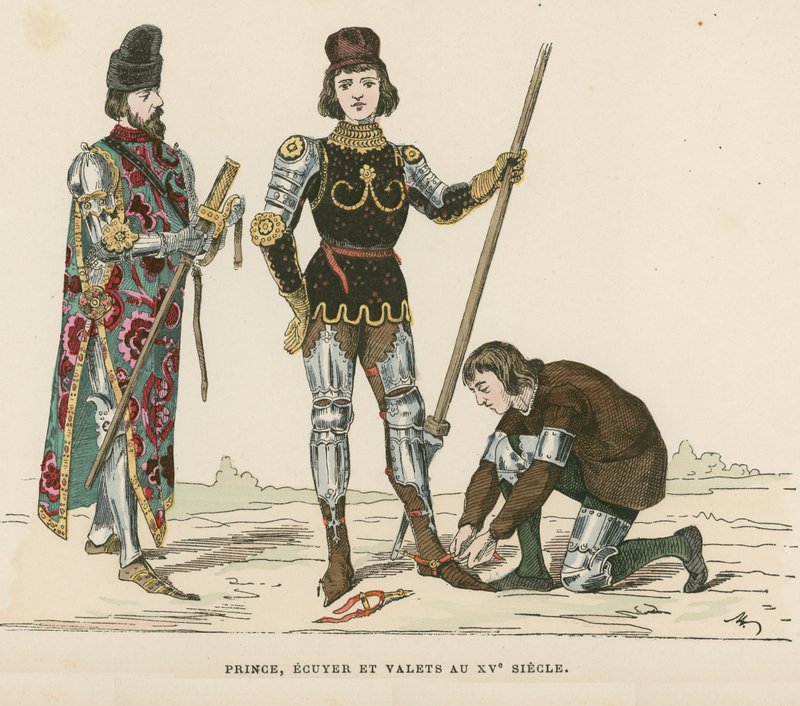 Prince, écuyer et valet, XVe siècle - French School