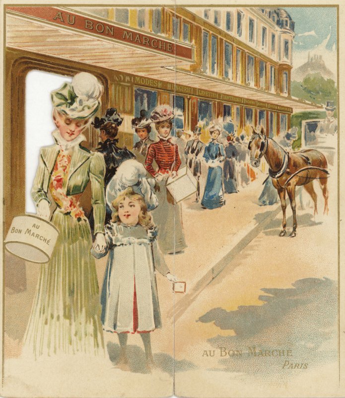 Acheteurs devant un grand magasin - French School