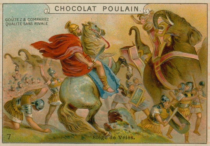 Siège de Véies, carte de commerce Chocolat Poulain - French School