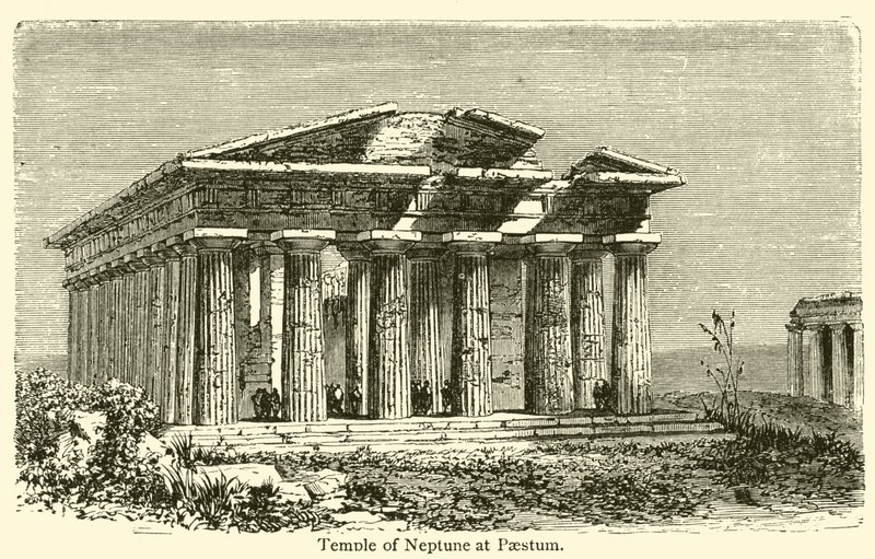Temple de Neptune à Paestum (gravure) - French School
