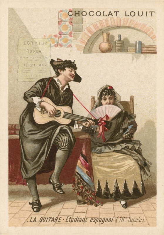 La guitare : étudiant espagnol (18ème siècle) - French School