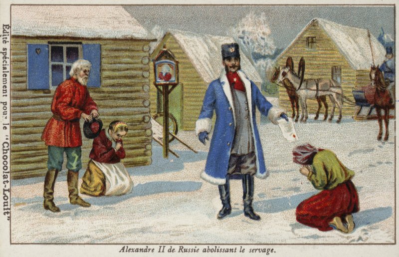 Le tsar Alexandre II de Russie abolissant le servage - French School