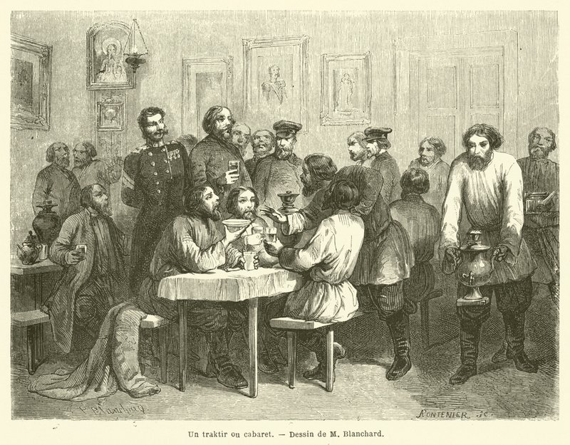 Un traktir ou cabaret - French School