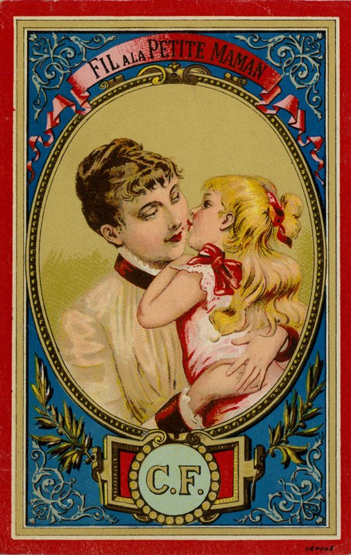 Femme câlinant un enfant - French School