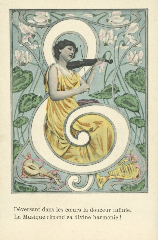 Femme dans une clé de sol - French School