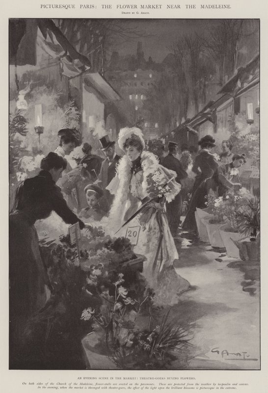Paris pittoresque, le marché aux fleurs près de la Madeleine - G.S. Amato