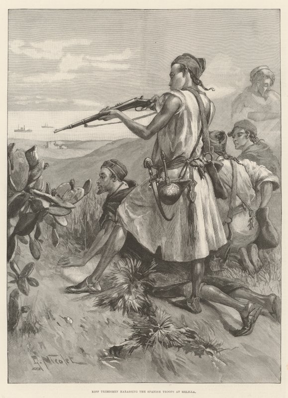 Tribus Riff harcelant les troupes espagnoles à Melilla - Gabriel Nicolet