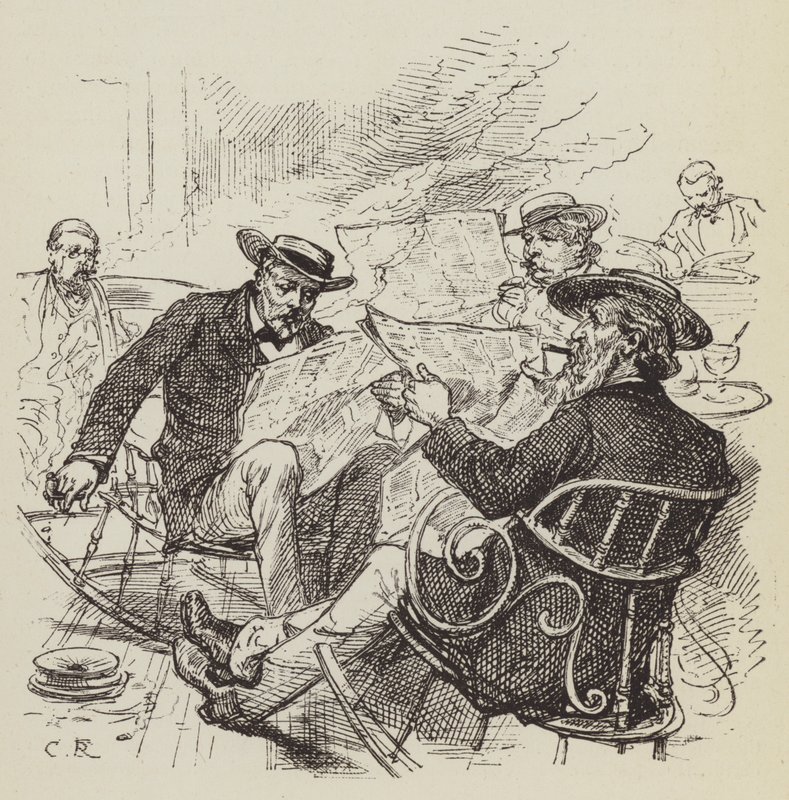 Lire les journaux, chaises à bascule - George Augustus Sala
