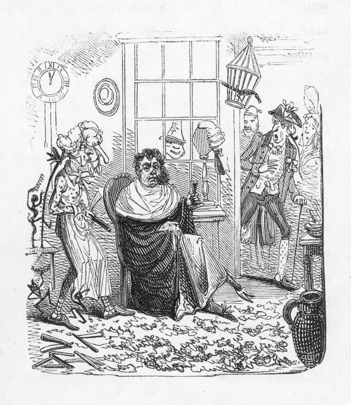 Chez le barbier (gravure) - George Cruikshank