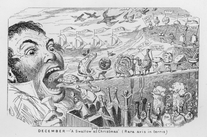 Décembre, Une hirondelle à Noël (gravure) - George Cruikshank