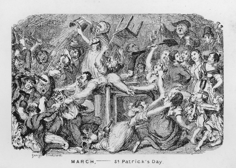 Mars, jour de la Saint-Patrick (gravure) - George Cruikshank