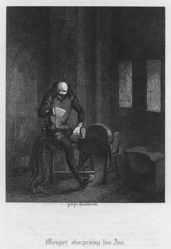 Monger aiguisant sa hache (gravure) - George Cruikshank