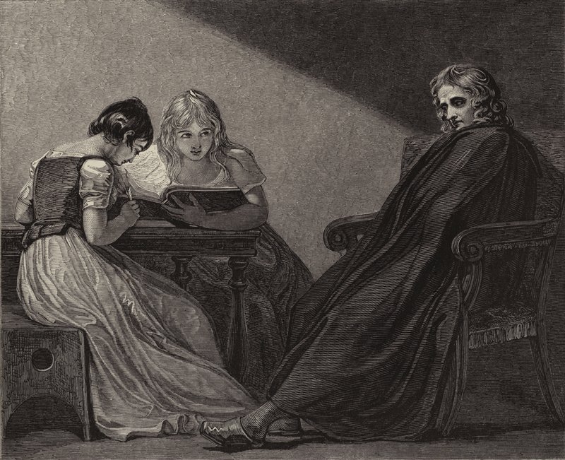 Milton dictant à ses filles - George after Romney