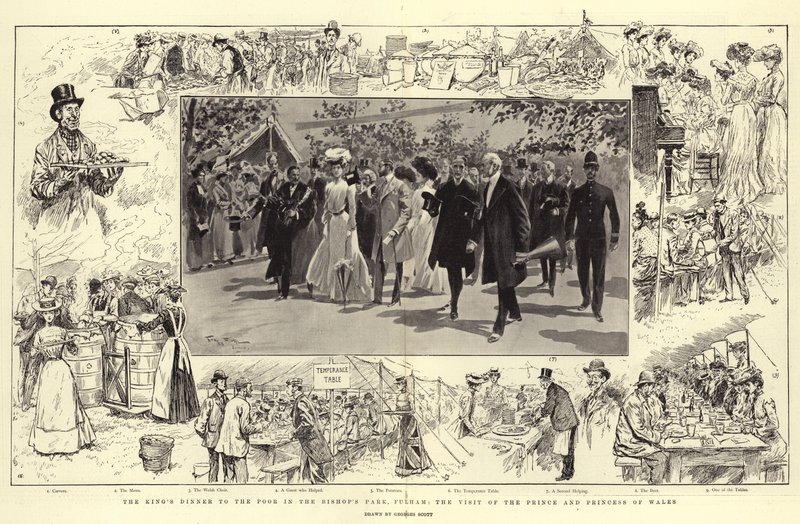 Le dîner du roi pour les pauvres dans le parc de l