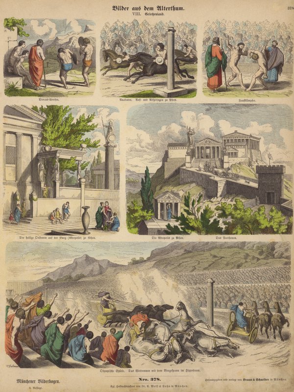 Grèce antique (gravure en couleur) - German School