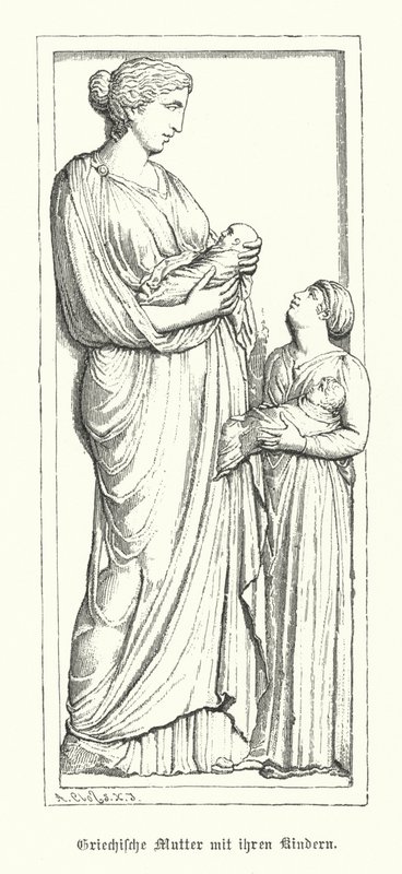 Mère grecque antique avec ses enfants - German School