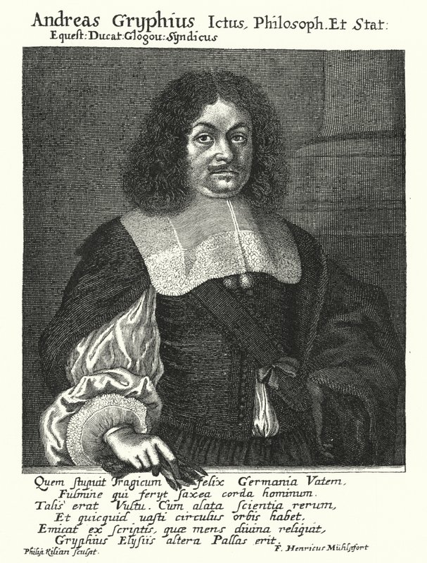 Andreas Gryphius, poète et dramaturge allemand (gravure) - German School
