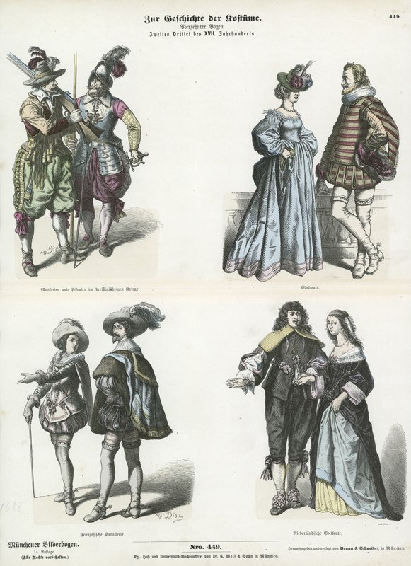 Costumes européens, milieu 17ème siècle - German School