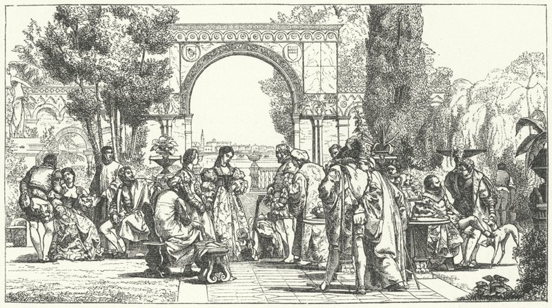 Jardin à Florence à la Renaissance (gravure) - German School