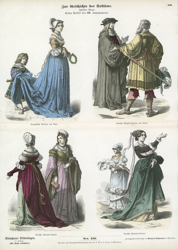Costumes allemands et français, début 16ème siècle - German School
