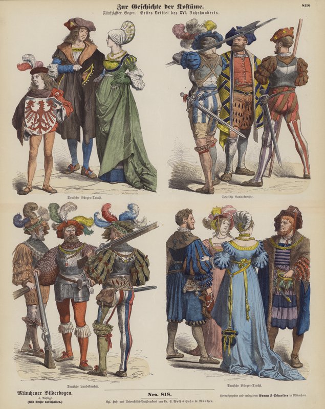 Costumes allemands, début du 16ème siècle - German School
