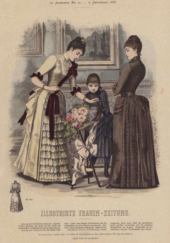 Illustration pour Illustrirte Frauen-Zeitung (lithographie en couleur) - German School