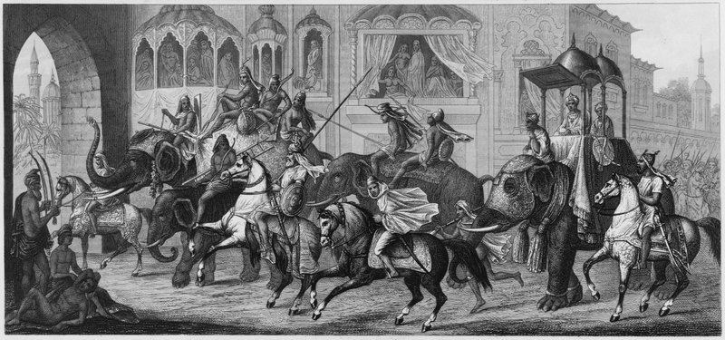 Procession indienne (gravure) - German School
