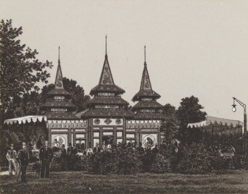 Pavillon de porcelaine japonais (lithographie) - German School