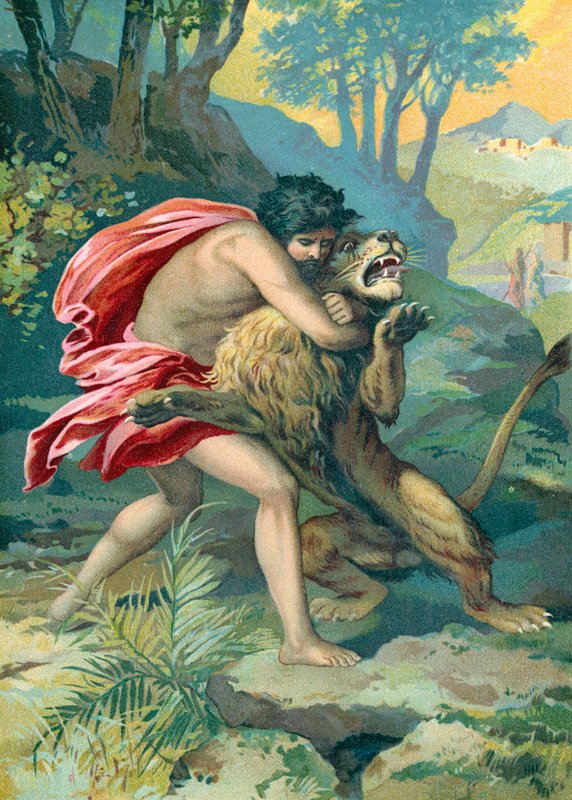 Samson et le lion - German School