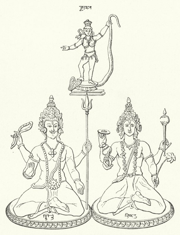 Shiva, Vishnu et Krishna, dieux hindous - German School
