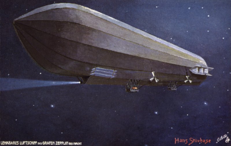 Dirigeable Zeppelin volant de nuit - German School