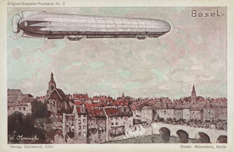Zeppelin survolant Bâle - German School