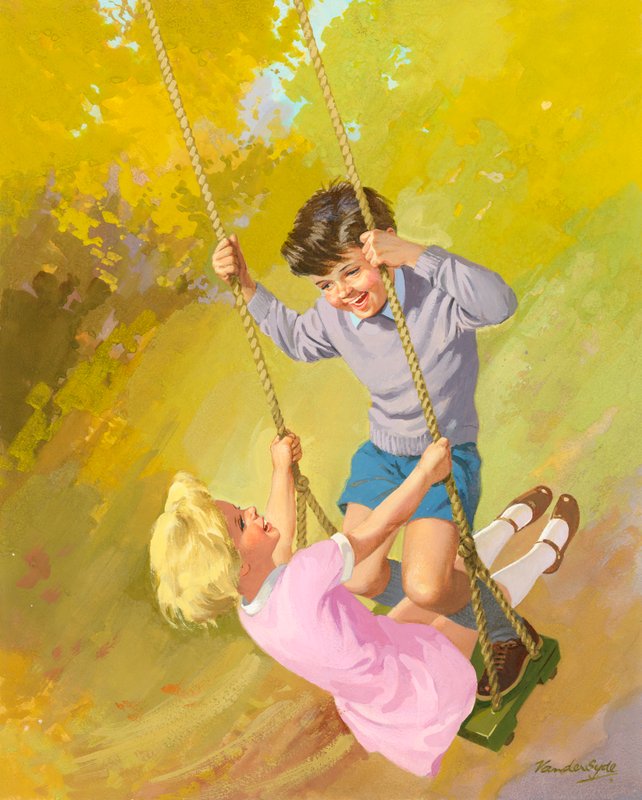 Garçon et fille sur une balançoire - Gerritt Vandersyde