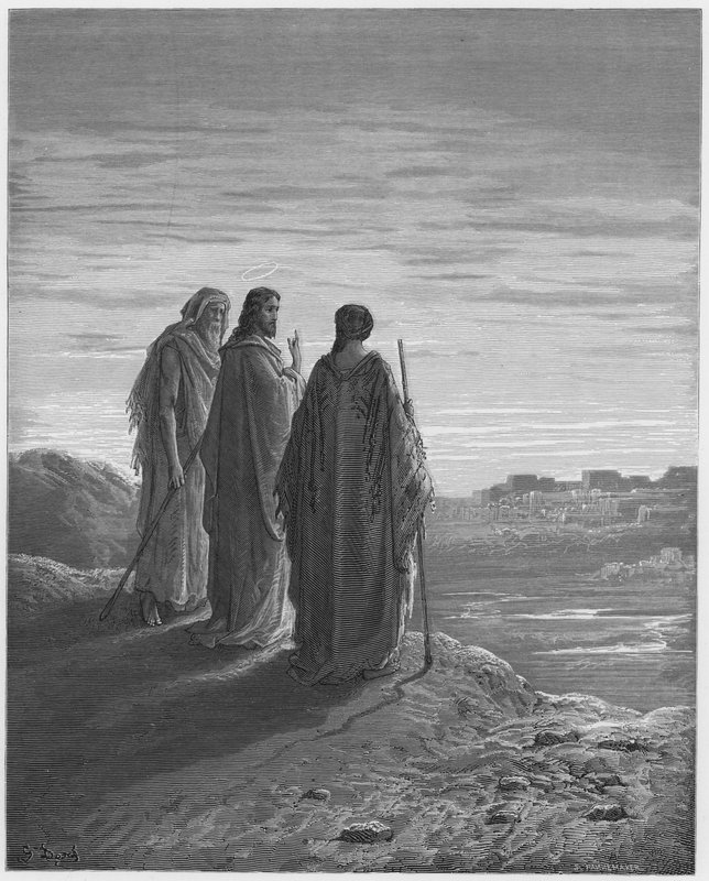 Jésus et les disciples allant à Emmaüs - Gustave Dore