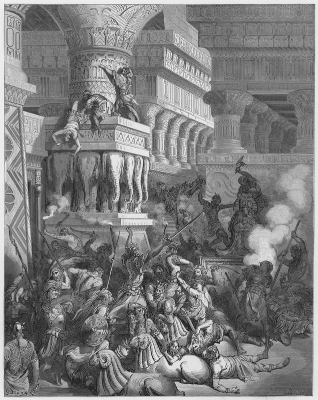 Jonathan détruisant le temple de Dagon - Gustave Dore
