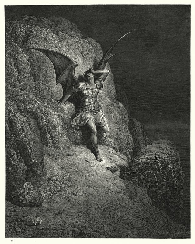 Illustration de Gustave Doré pour Le Paradis Perdu de Milton, Livre IV, vers 73, 74 - Gustave Dore