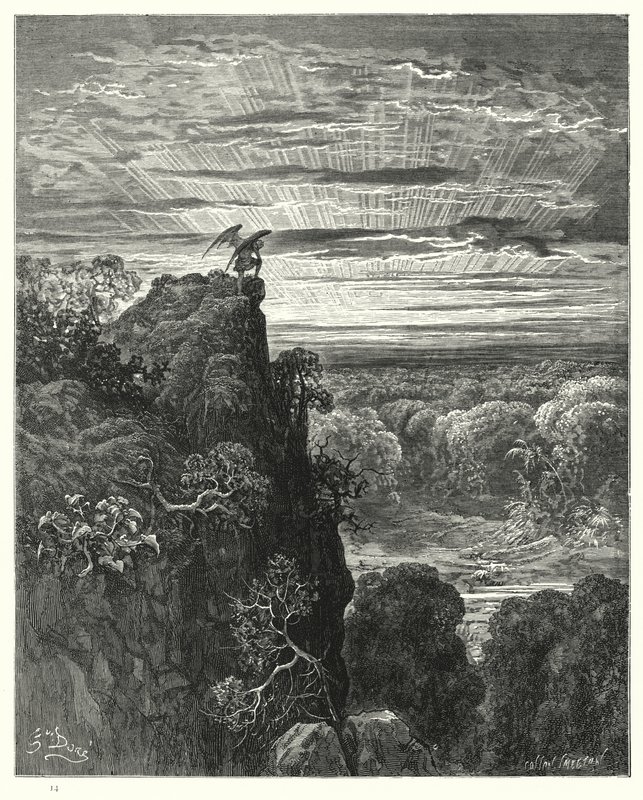 Illustration de Gustave Doré pour Le Paradis Perdu de Milton, Livre IV, vers 172, 173 - Gustave Dore