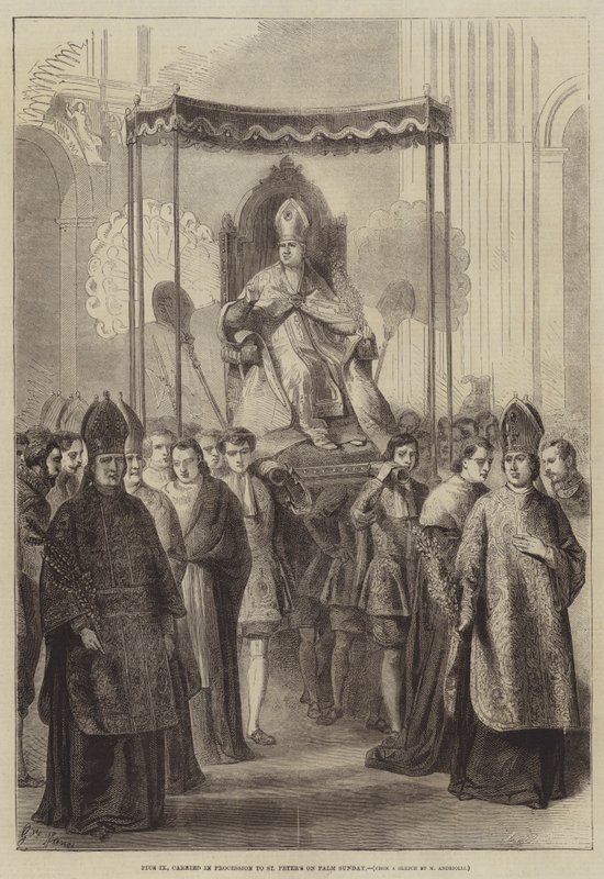 Pie IX porté en Procession à Saint-Pierre le Dimanche des Rameaux - Gustave Janet