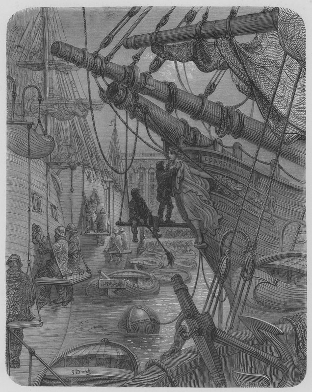 Le Vaisseau Concordia, dans un bassin des Docks - Gustave after Dore
