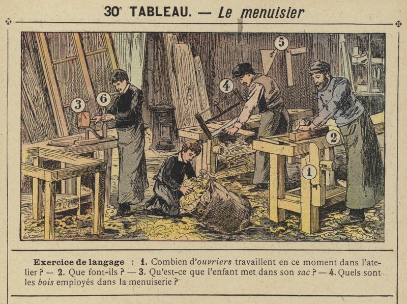 Le menuisier (lithographie en couleur) - Gustave Fraipont