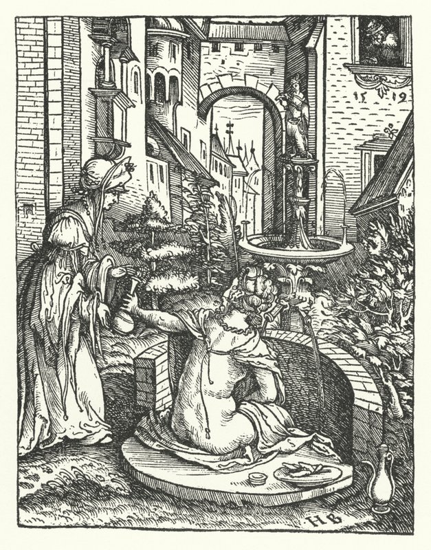 Bethsabée au bain (gravure) - Hans (after) Burgkmair